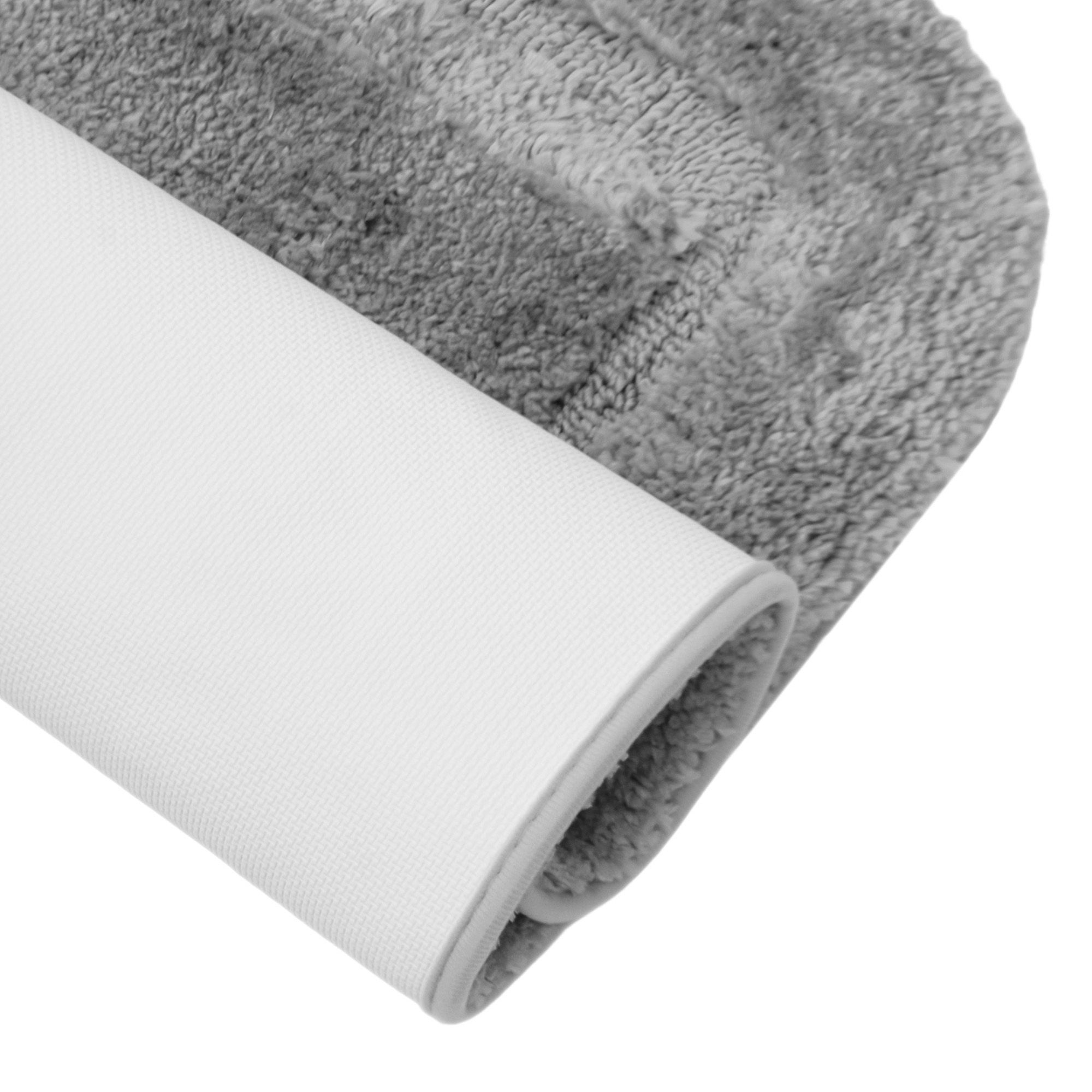 Коврик для ванной комнаты 50х80 см Lux Border Плюш Grey серый