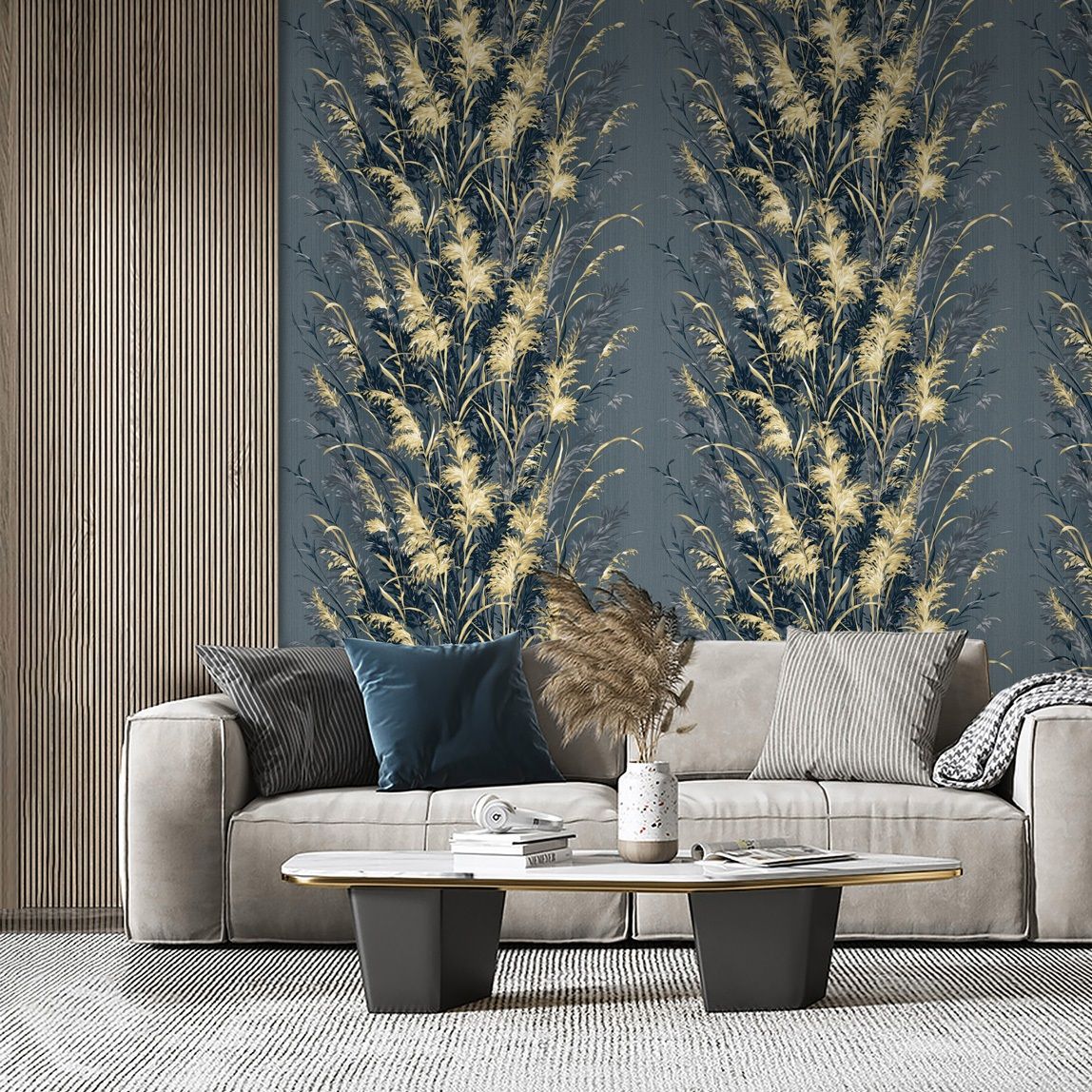 Обои WallSecret Midnight 9089-26 зеленые листья 1,06х10,05 м