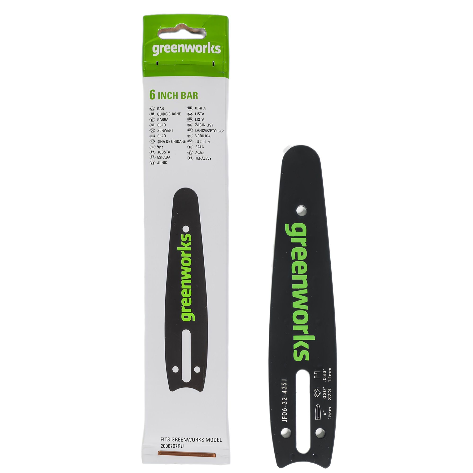 Шина пильная 15 см 1/4" 1,1 мм 28 зв Greenworks 2953507
