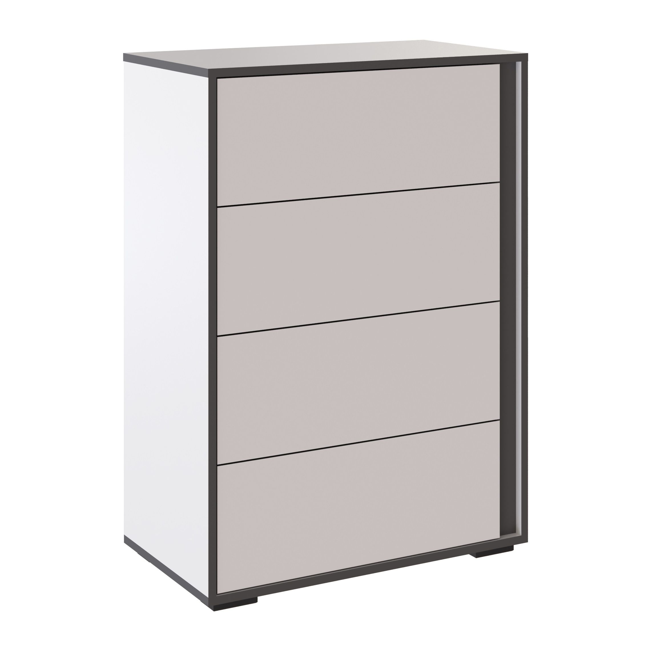 Комод Асцелла 700х980х380 мм 4 ящика Белый/Графит серый