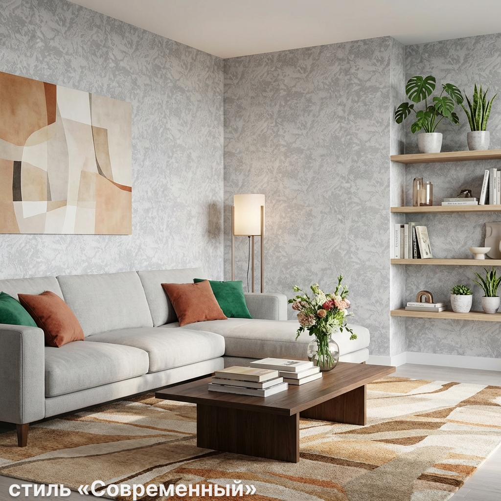 Обои Green Walls Фернандо С50 5056 06 темные серые штукатурка 1,06х10,05 м