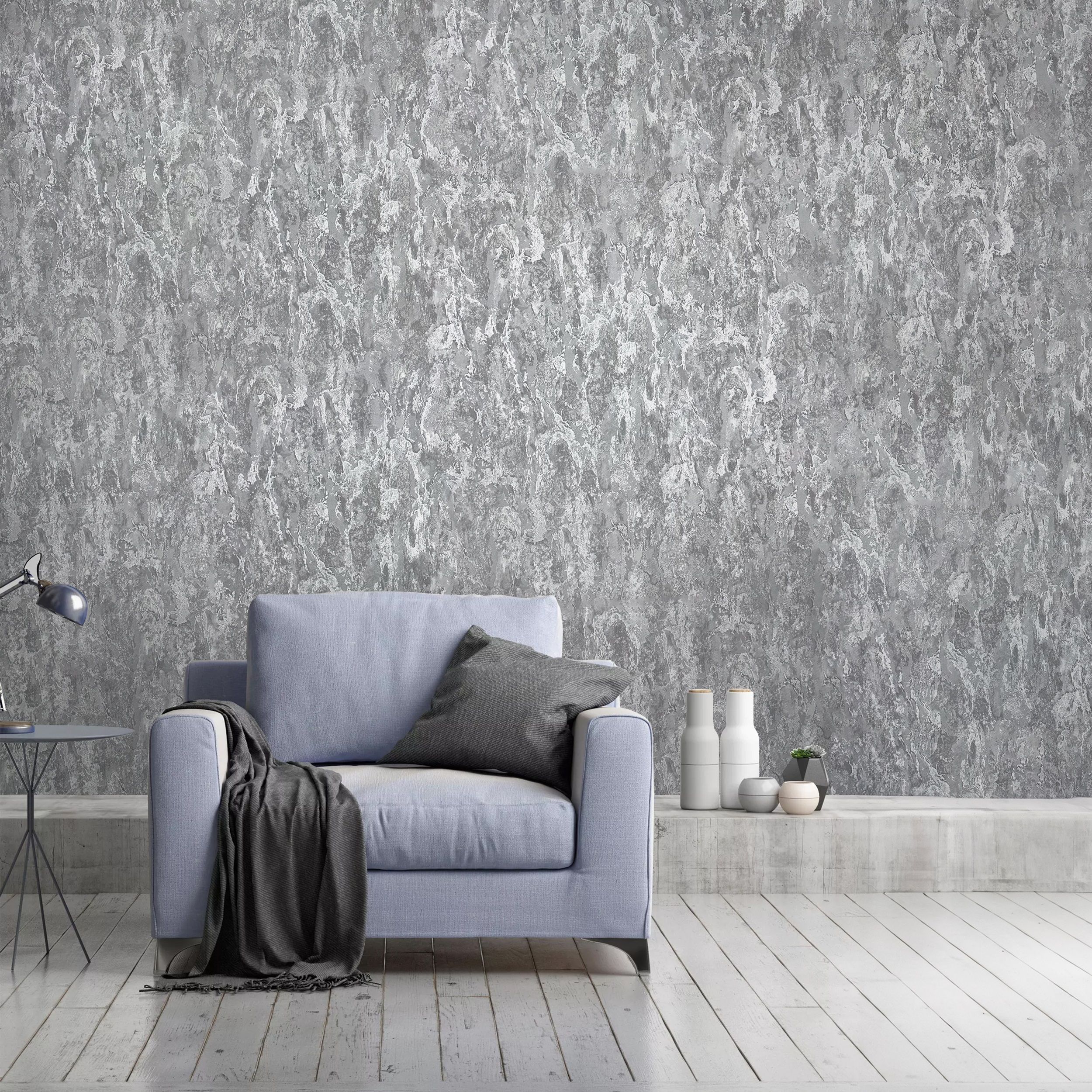 Обои Erismann Tivoli 60929-07 серые штукатурка 1,06х10,05 м