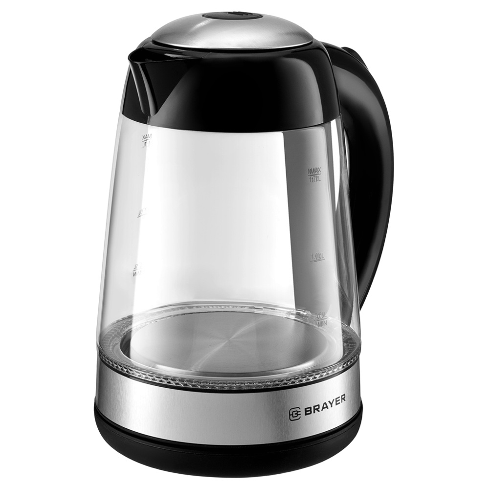 Чайник электрический Brayer 1012BR- BK 2200Вт 1,7 л стекло черный