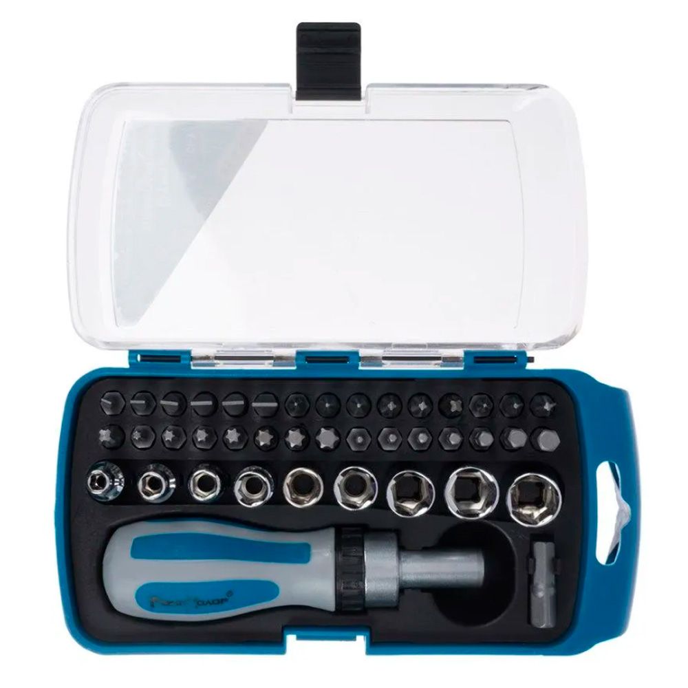 Отвертка реверсивная с набором бит и торцевых головок 41 предмет РемоКолор 33-4-314