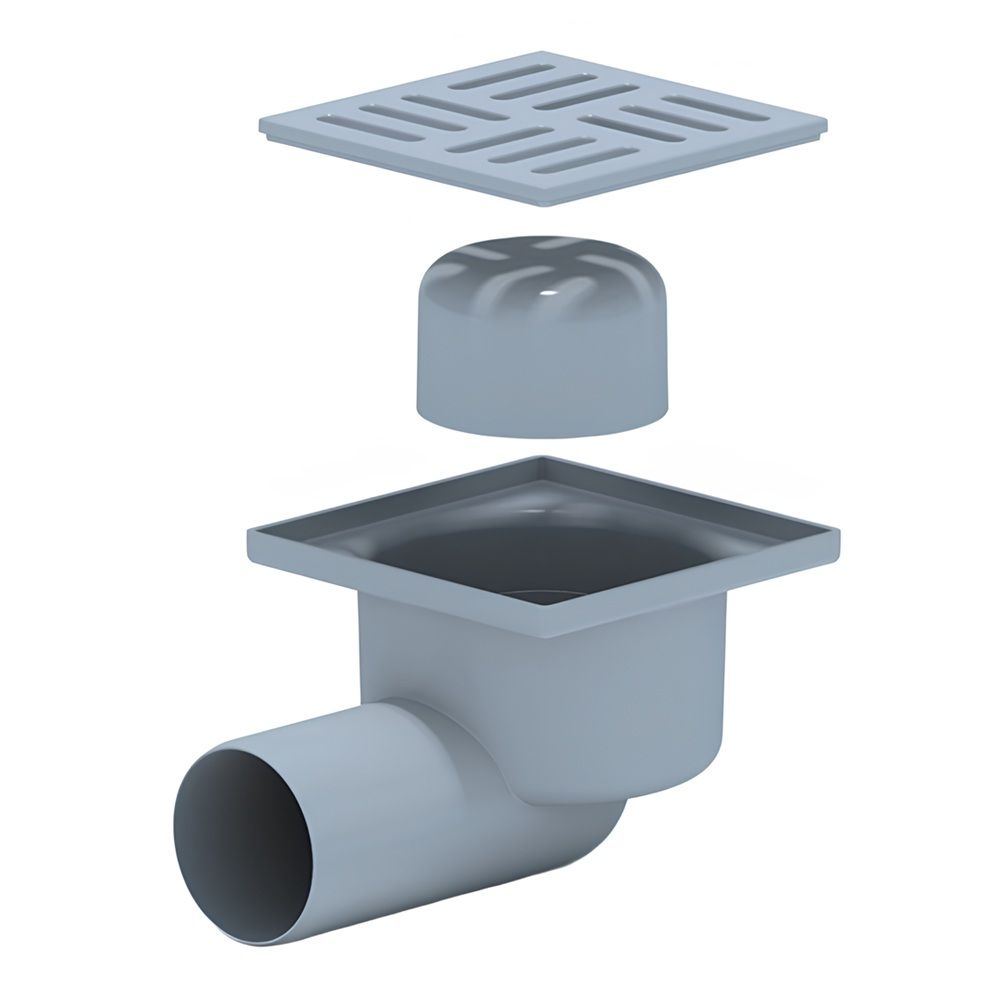 Трап гориз спуск 50 мм решетка 100х100 мм пластик АНИпласт TA5104