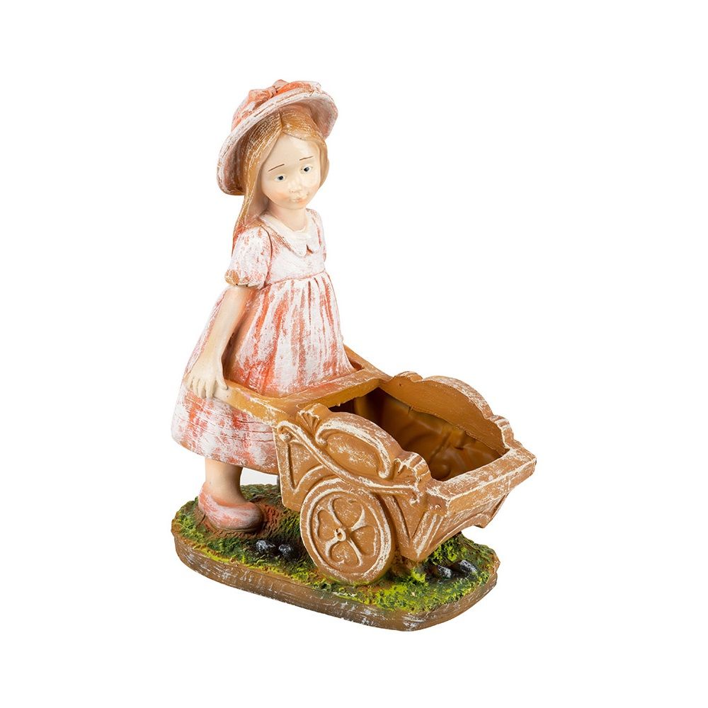 Фигура садовая Девочка с тележкой h37 см 169463