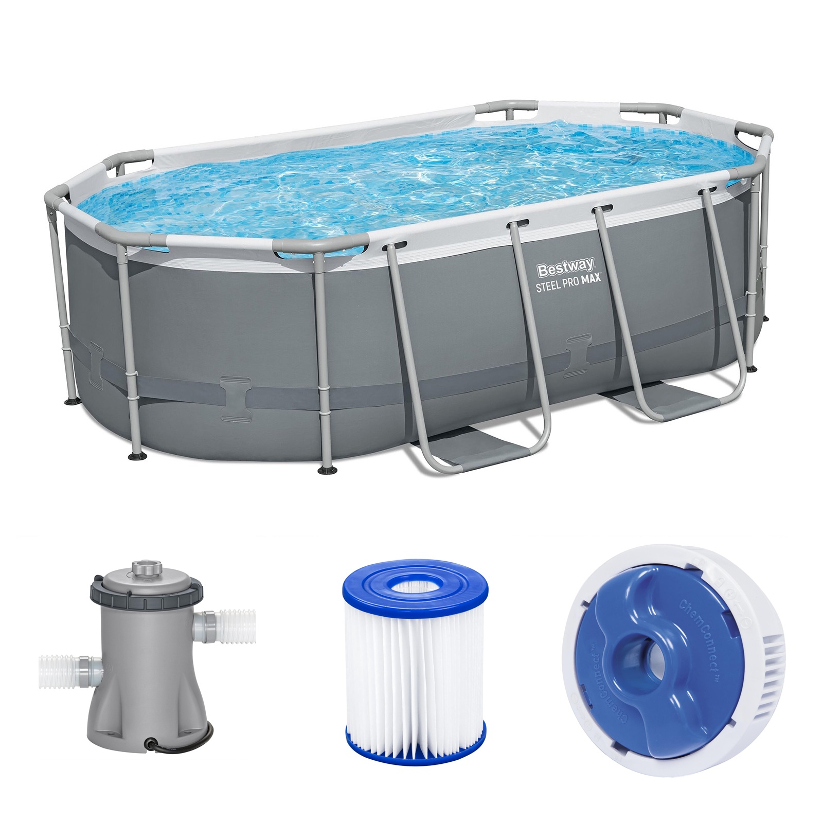 Бассейн каркасный овальный 305х200х84 см Bestway Power Steel 5614A (ф/насос)
