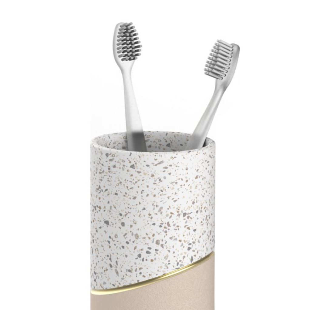Cтакан для зубных щеток Terrazzo белый с пудровым