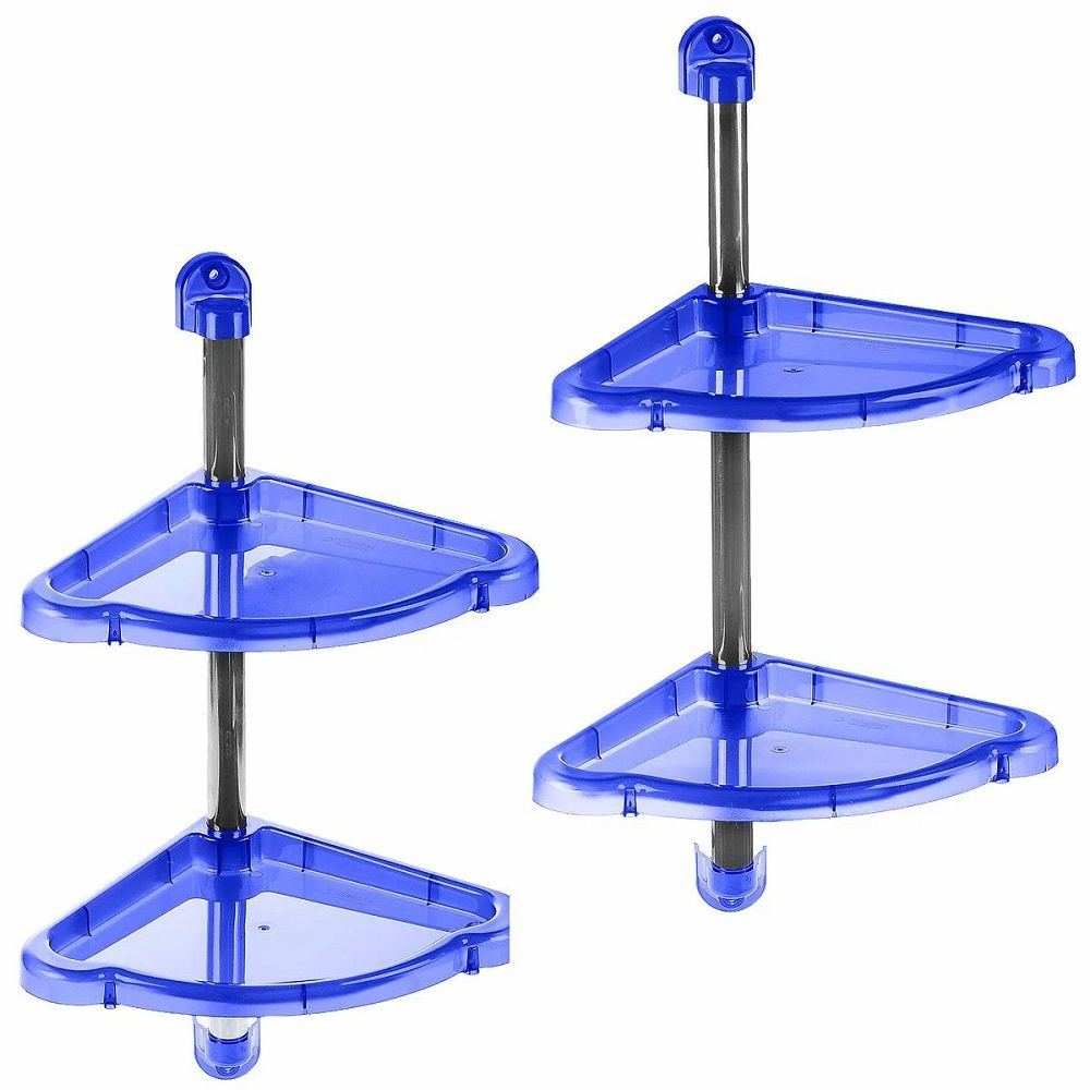 Полка для ванной угловая Elancia синяя полупрозрачная