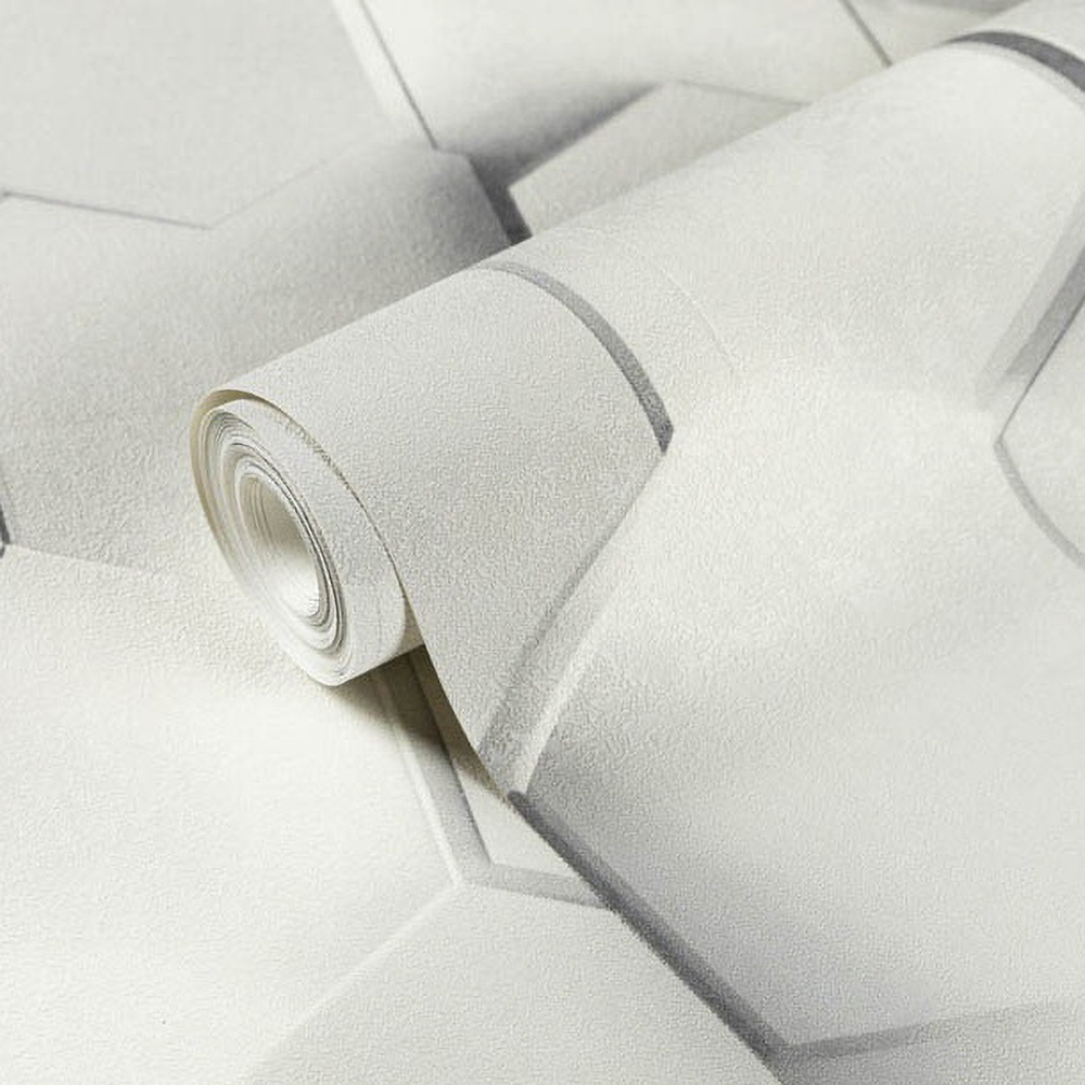 Обои Аспект Гексагон 70669-14 светлые серые геометрия 3D 1,06х10 м