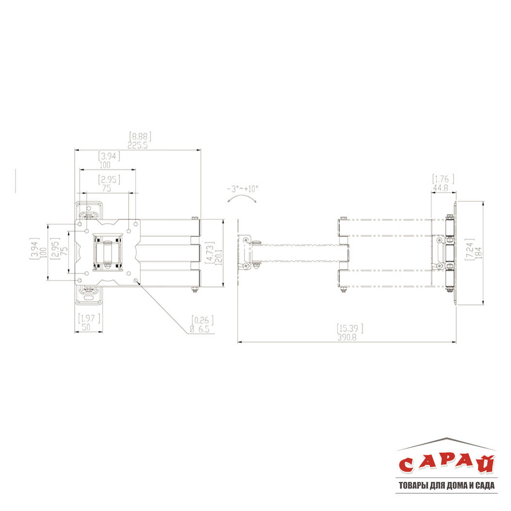 Кронштейн для TV BENATEK  LCD-COBRA-11B(100Х100) 20 кг черный
