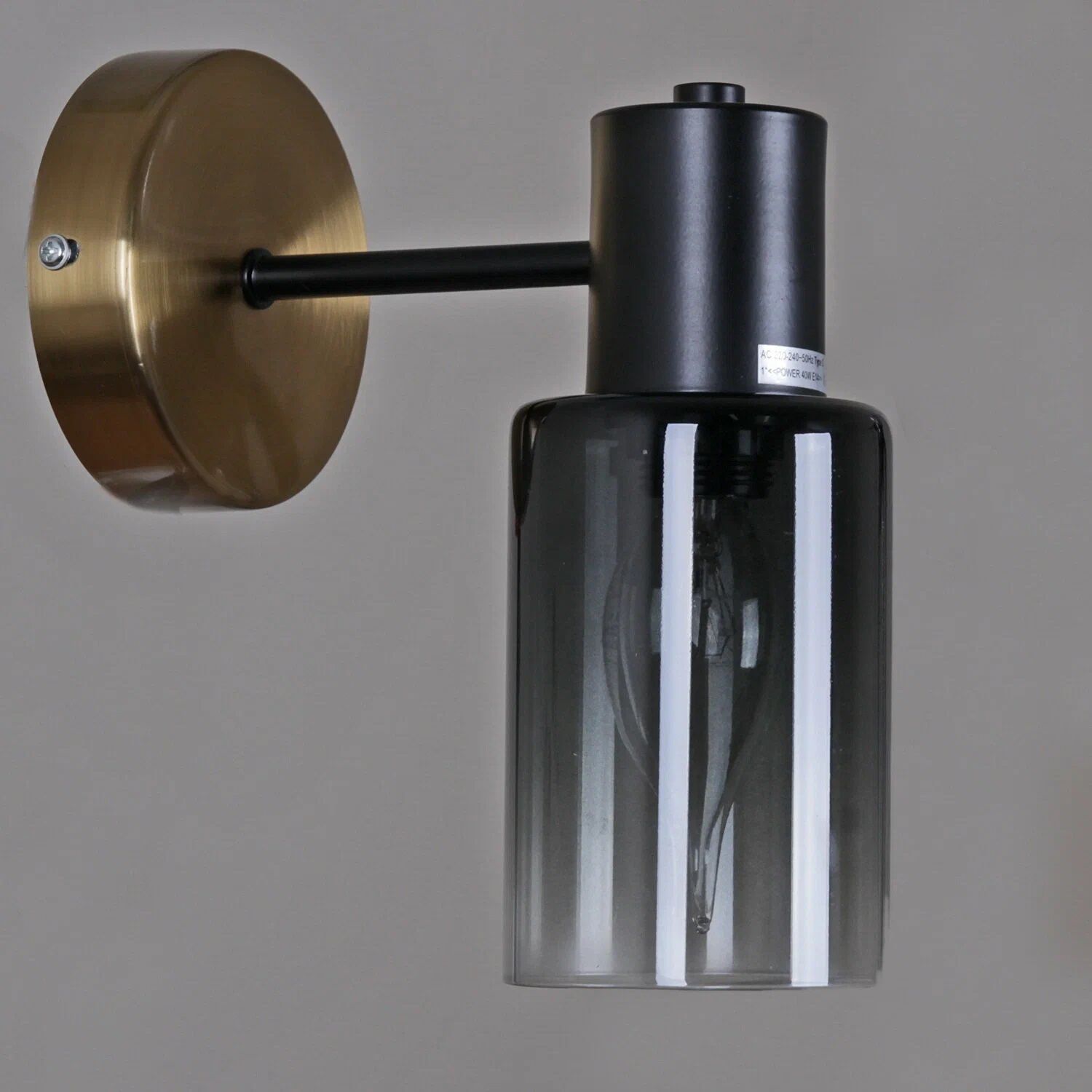 Светильник настенный 74677/1W COP+BK 40Вт E14 h19,5 см медь/черный