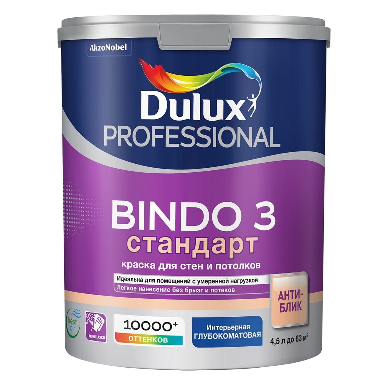 Краска латексная Luxium Prof Bindo 3 BW глубокоматовая белая 4,5 л