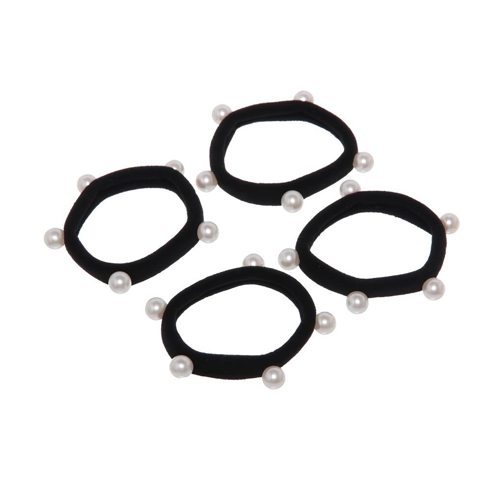 Резинки для волос Кокетка-Royal pearls Джастина черный d5,5 см 4 шт