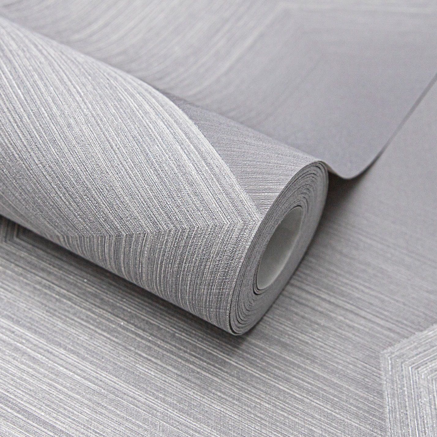 Обои WallSecret Hudson 9083-24 серые геометрия 3D 1,06х10,05 м