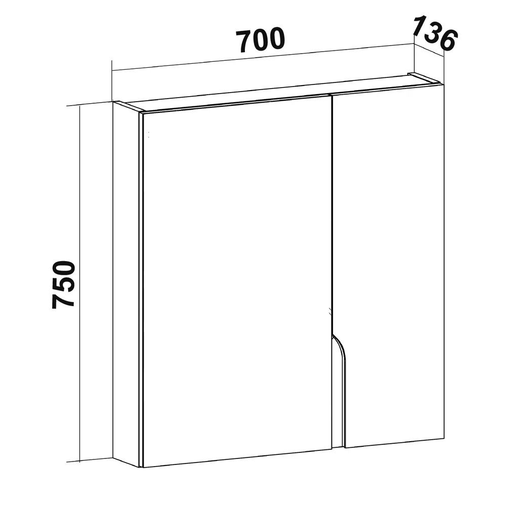 Шкаф зеркальный Стокгольм 70 правый