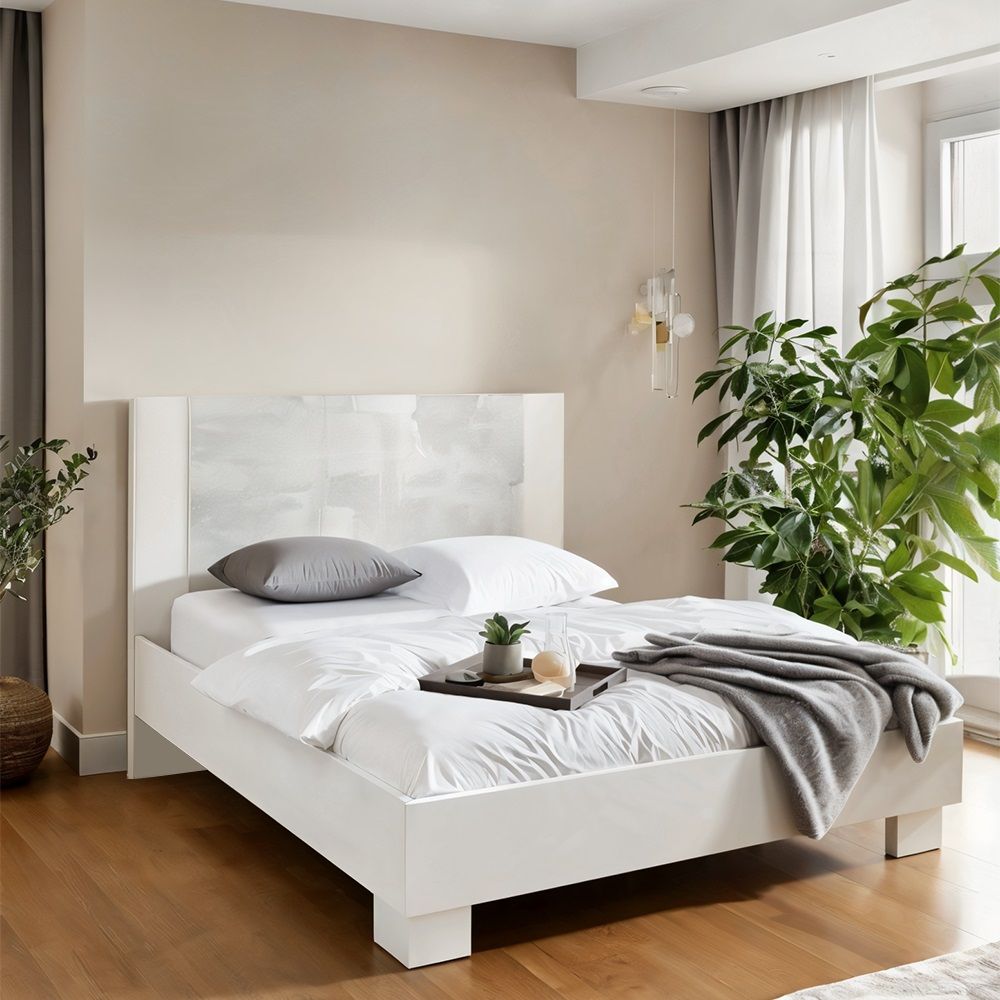 Кровать №1 1200х2000 мм Белый/Бетон