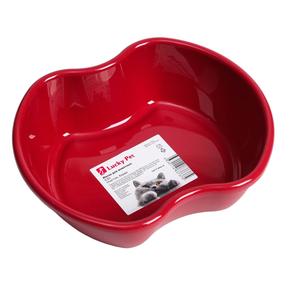 Миска для животных Lucky Pet пластиковая 800 мл бордовая 434213221