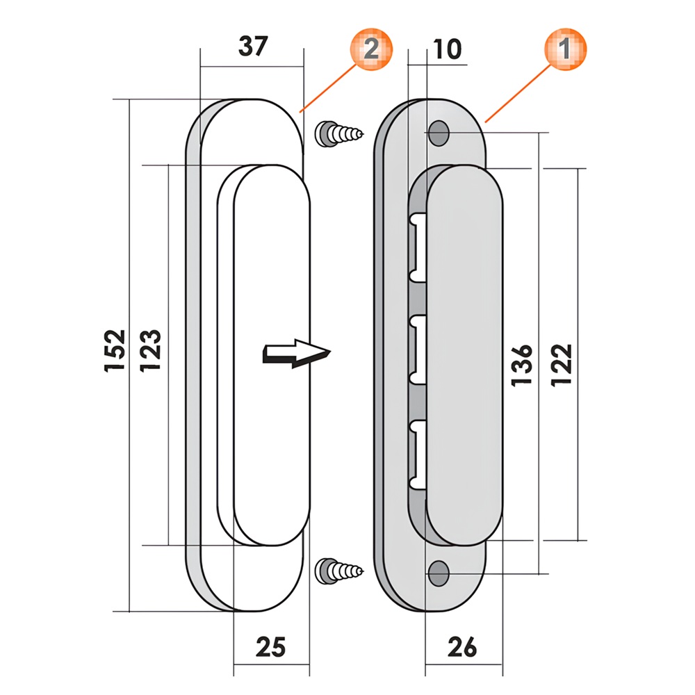 Ручка для раздвижных дверей, MHS150 AB, цвет - бронза