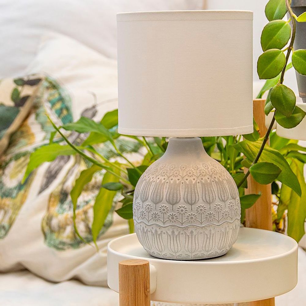 Светильник настольный Лючия 651 Тюльпаны 40Вт Е14 светло-серый/белый