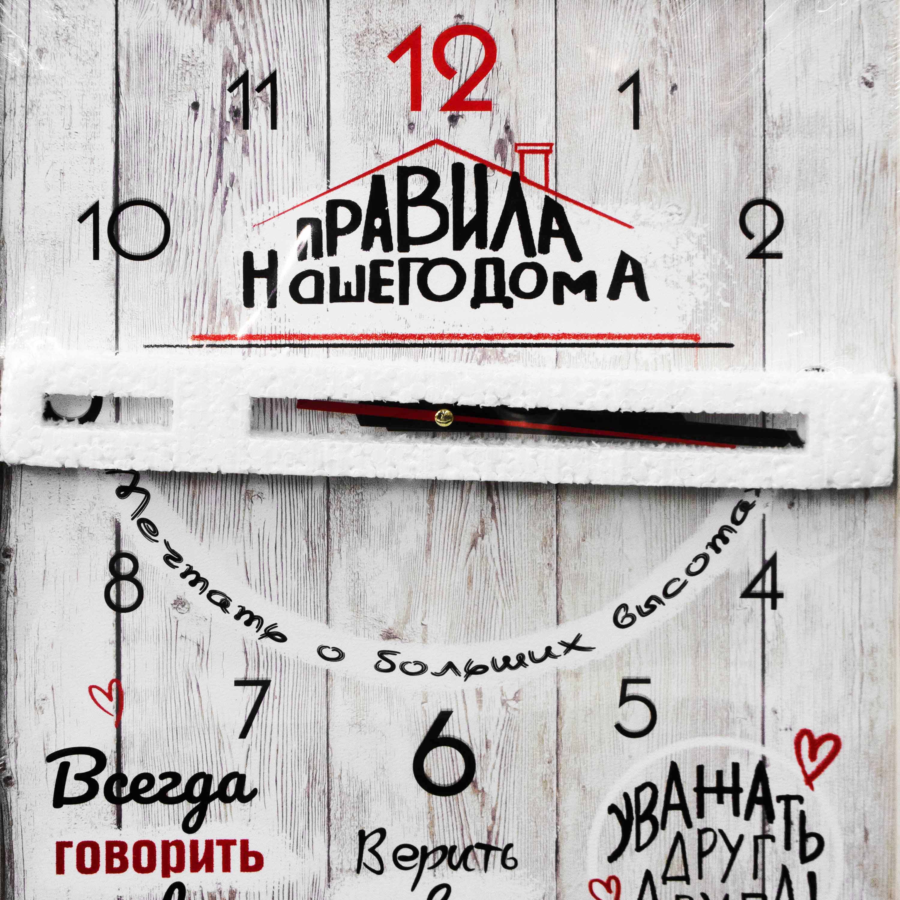 Часы-постер BL-2588А 35х57 см Правила нашего дома на беж