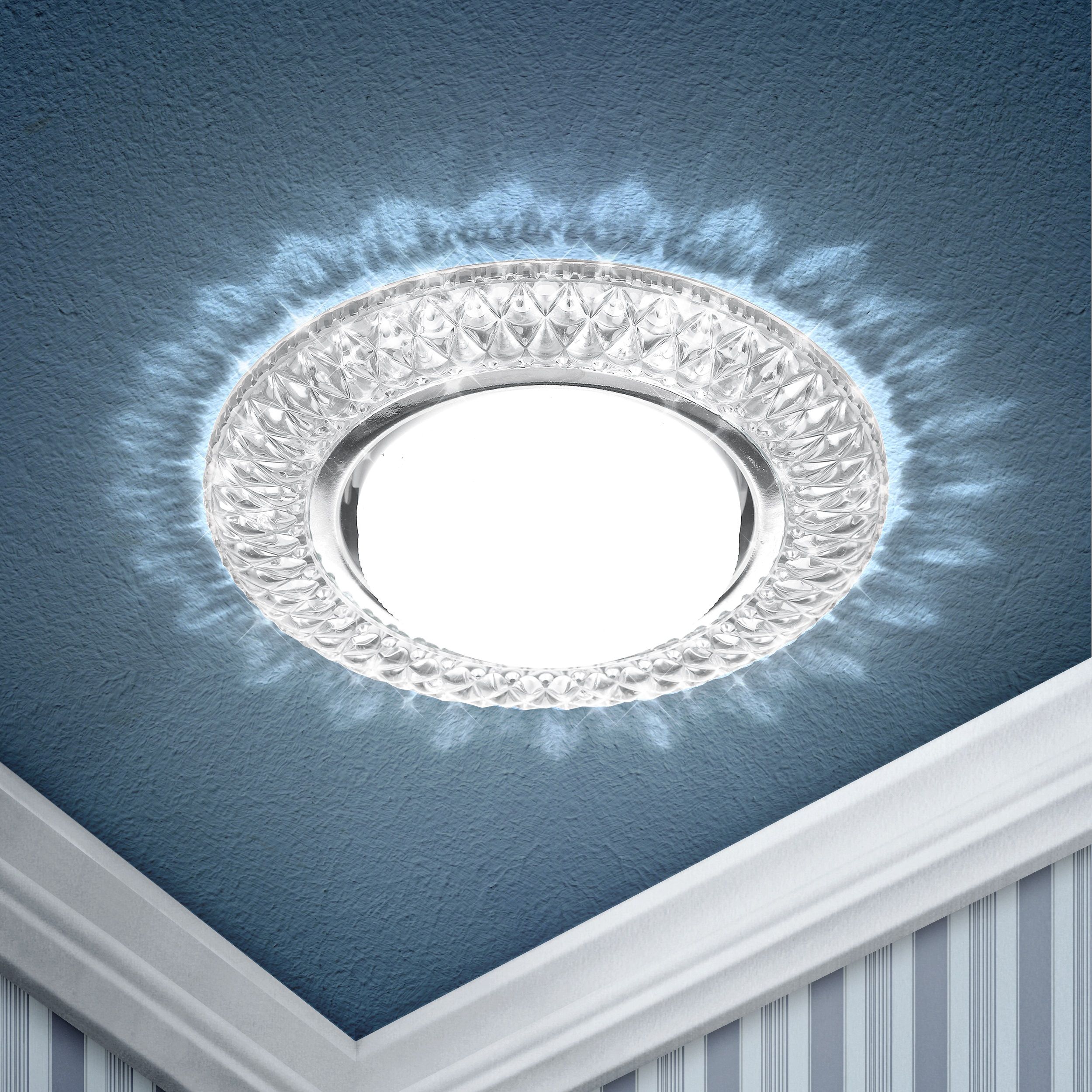 Светильник встраиваемый Эра DK LD23 SL/WH GX53 15Вт прозрачный cо светодиодной подсветкой