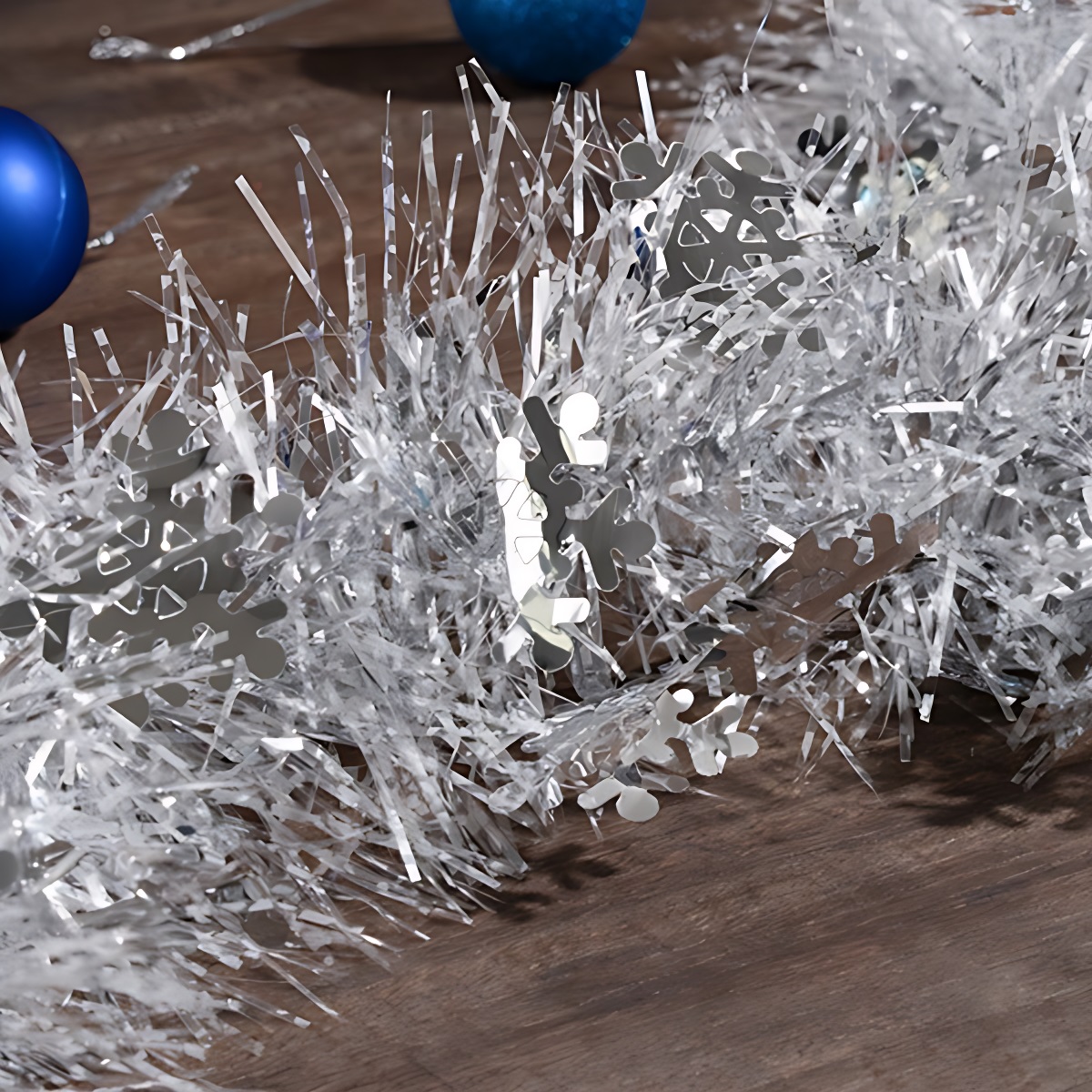 Украшение новогоднее Моя Елочка Мишура Снежинки d8 см 2 м серебро 2024-2980-1