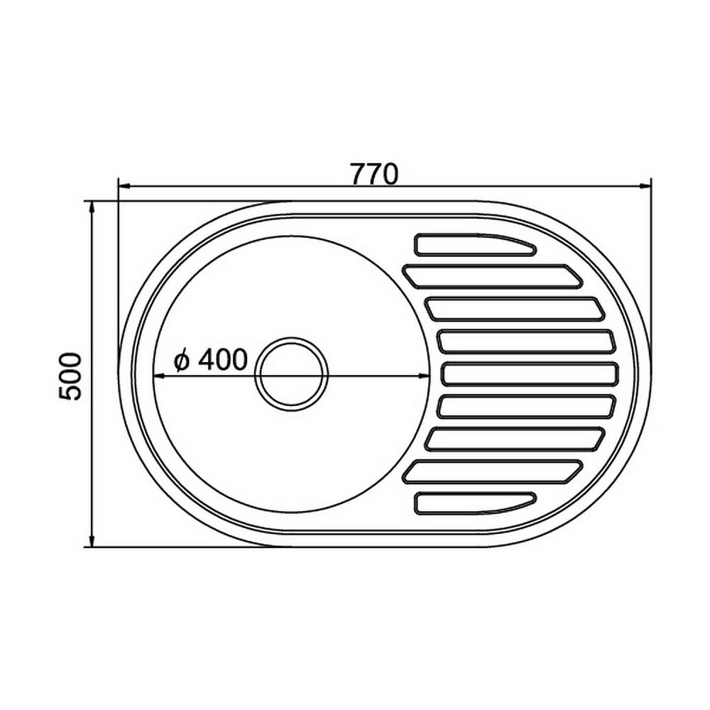 Мойка MIXLINE глянец круг прав вып 50х77 (0,8) 18см с сифоном Декор