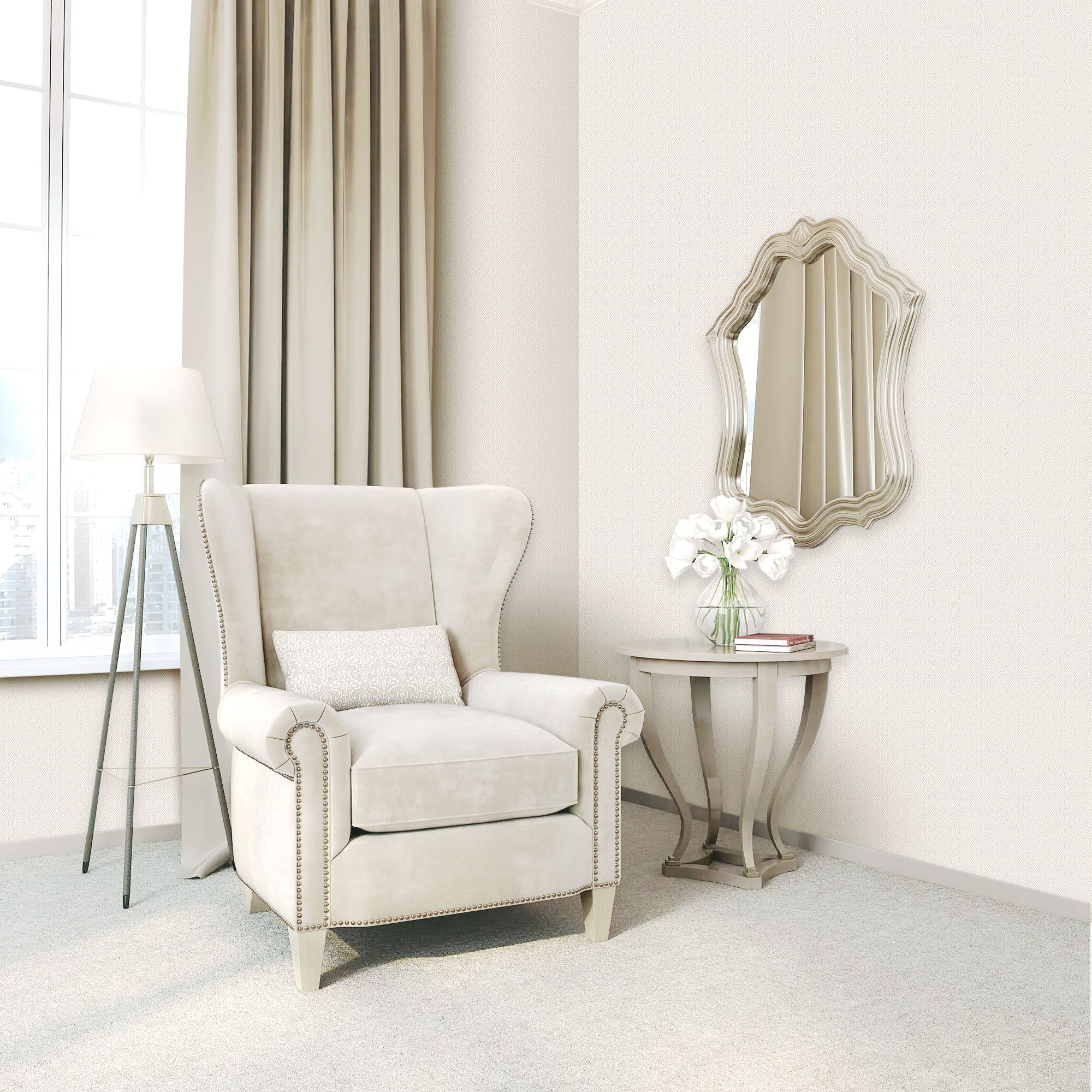 Обои BelVinil Флер 0172-62 бежевые штукатурка 1,06х10,05 м