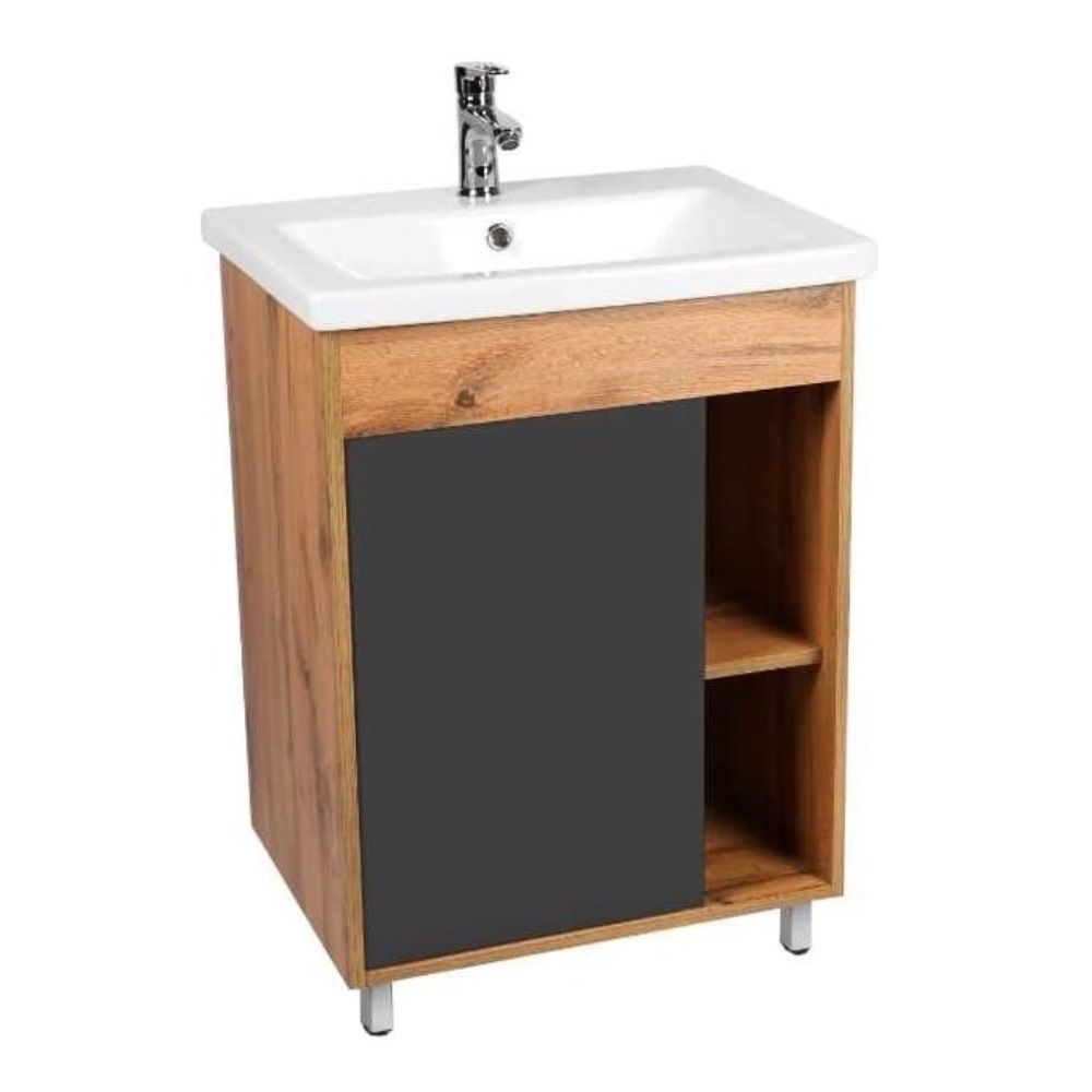 Тумба Бостон 1 ств графит под раковину Como 50