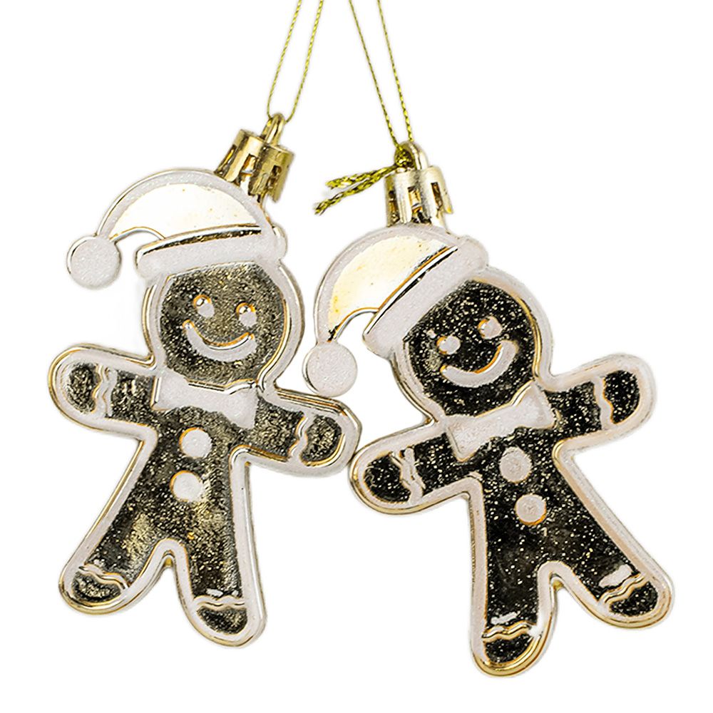Игрушка елочная Пряничный человечек 8 см золото 2 шт