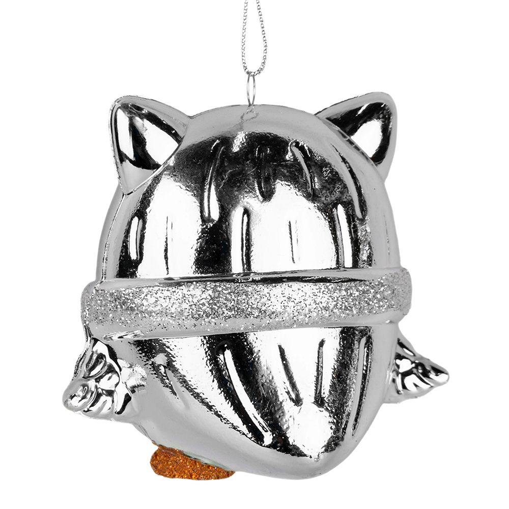 Игрушка елочная Мудрая сова 10х5х10 см серебро