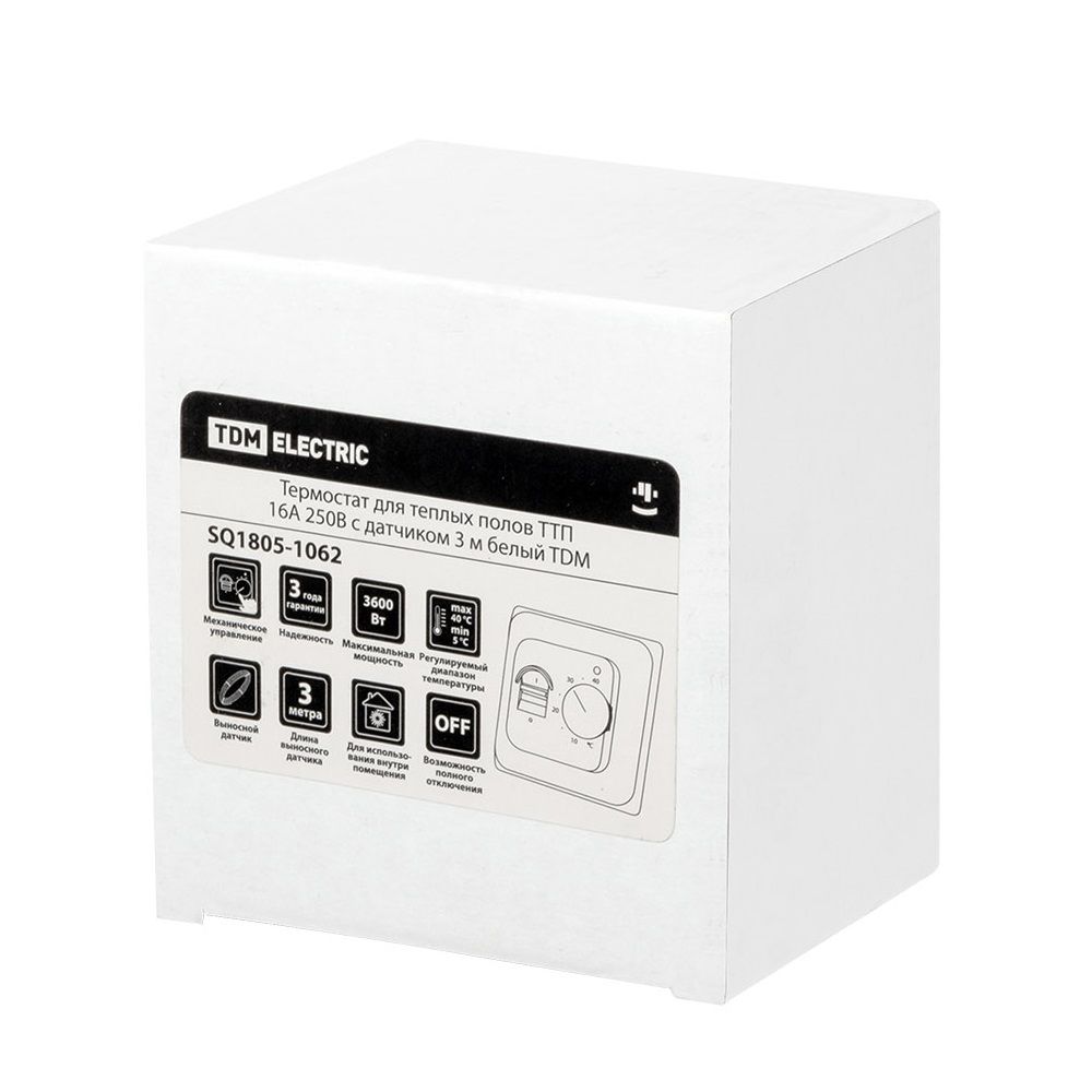 Термостат механический TDM Electric ТТП с датчиком 3 м белый