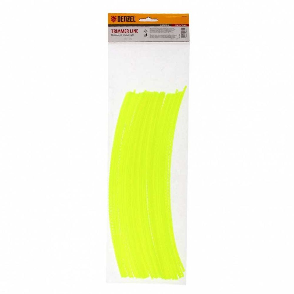 Леска для триммера отрезки 3 мм х 30 см квадрат зубчатый Denzel Flex Cord (50 шт)
