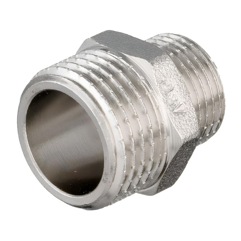 Ниппель переходной латунь никель 1/2"х3/8" НР/НР