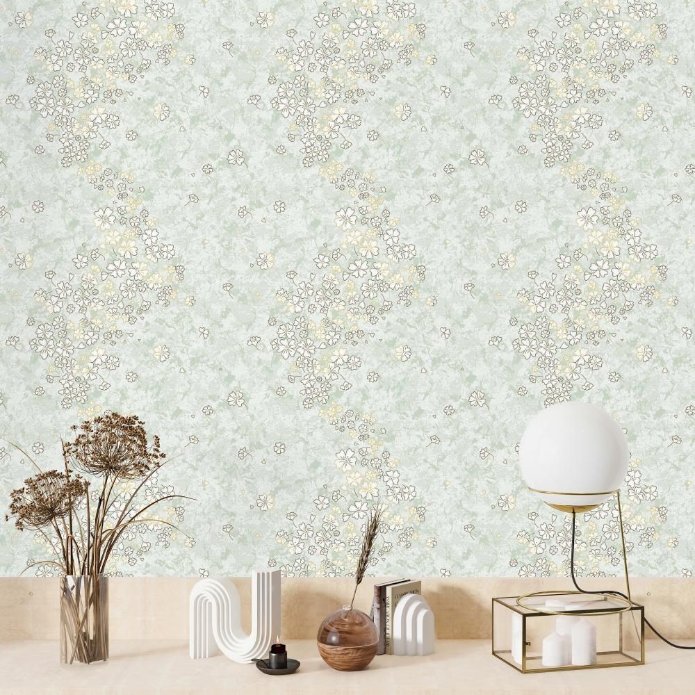 Обои TM Decolor Лютик-Н С6 Д1017 гр 5 04 зеленые цветы мелкие 0,53х10,05 м