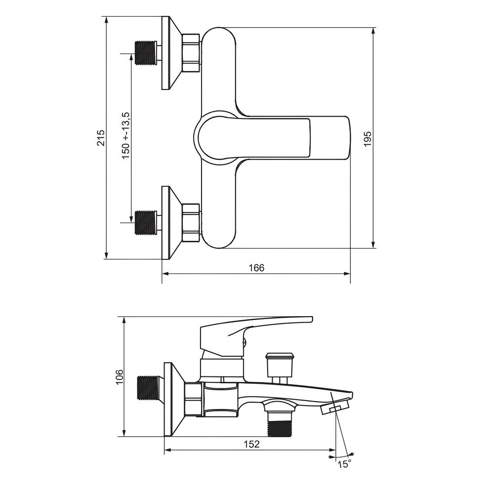 Смеситель для ванны Damixa Eclipse 2.0 481000000 однорычажный