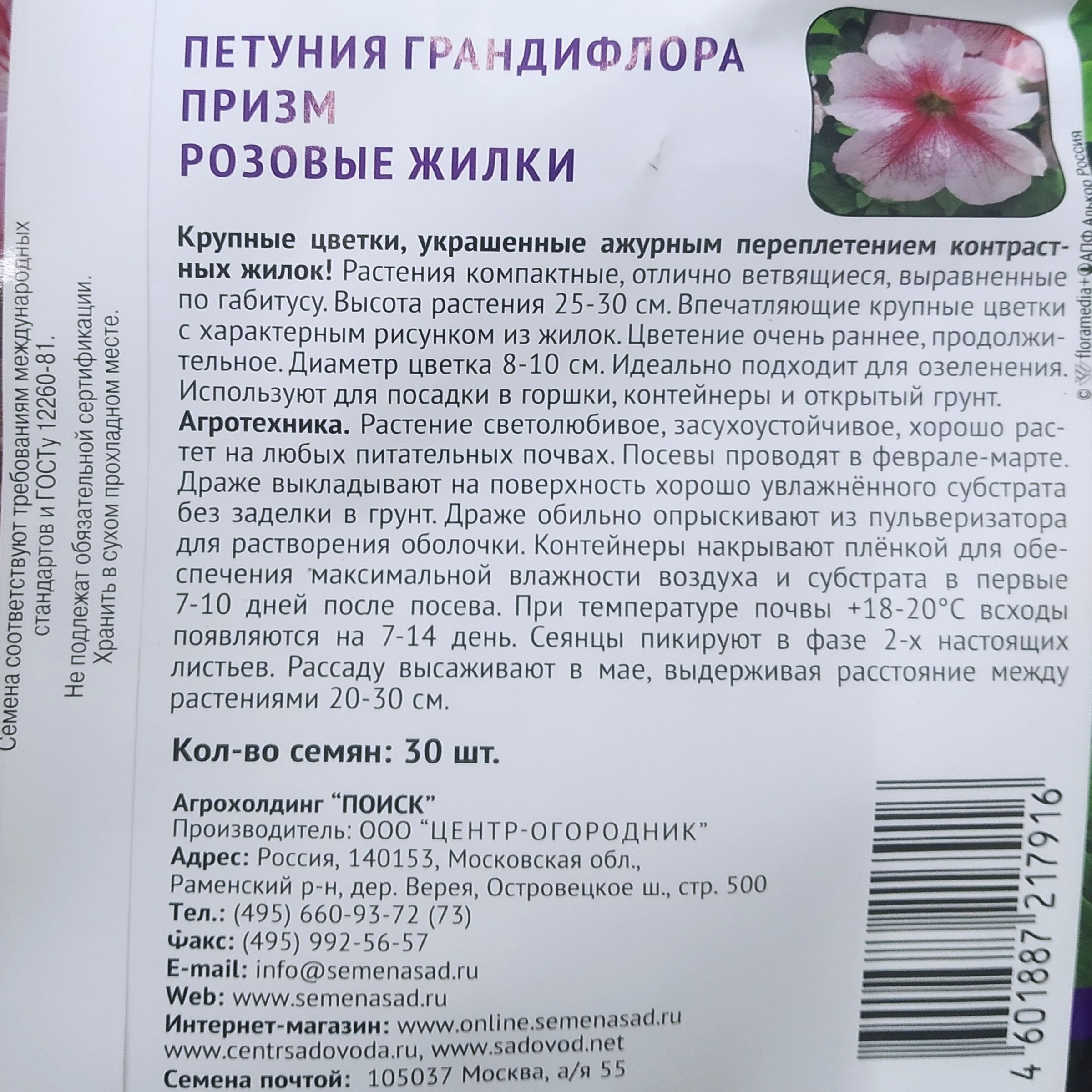 Петуния грандифлора призм Розовые Жилки ЦВ