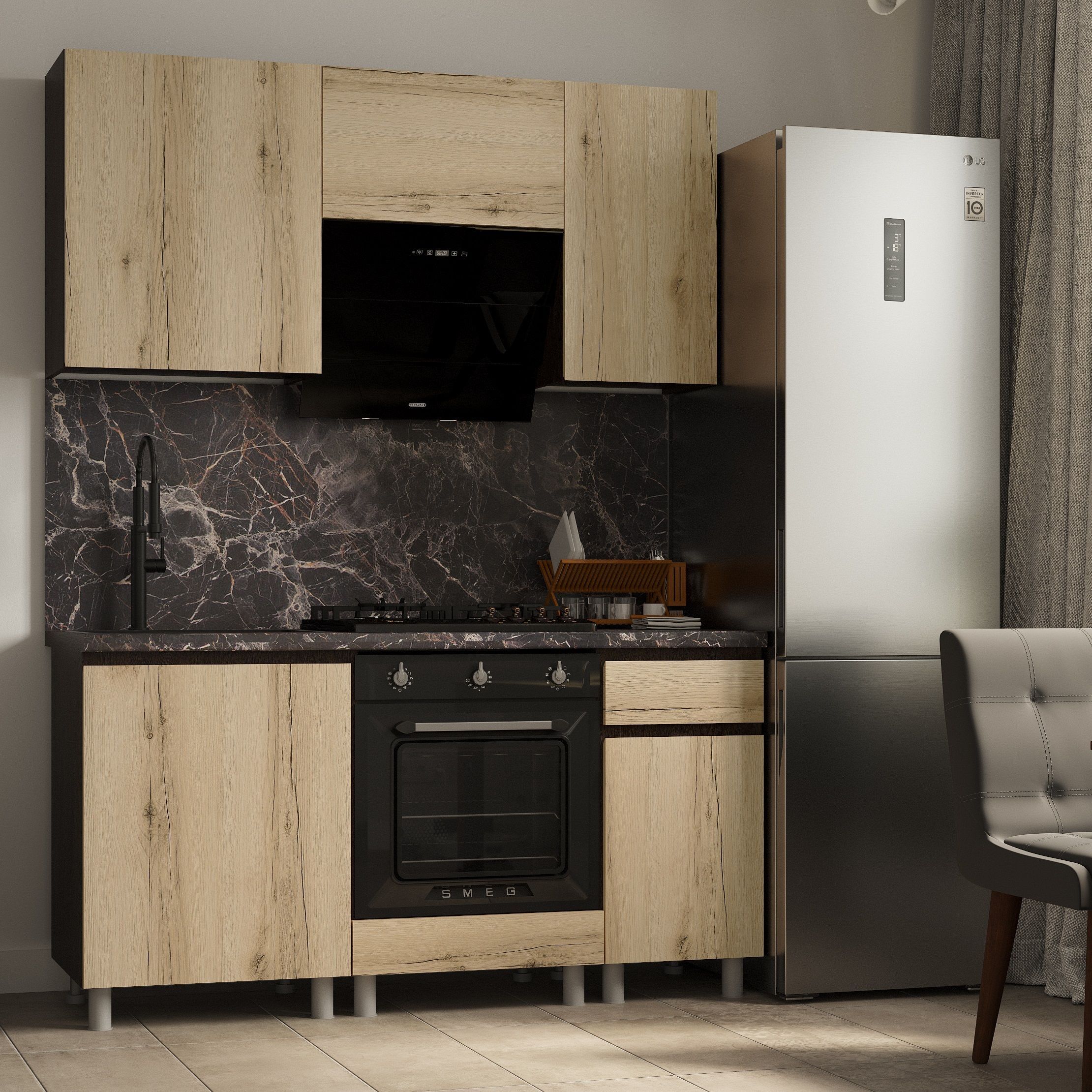 Шкаф над плитой (хлебница) 600х360х318 мм Плейона П6Х Венге/Дуб Делано, ЛДСП