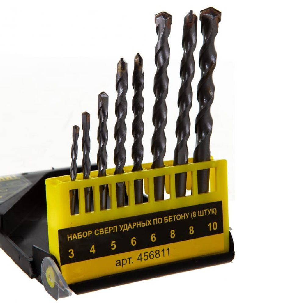 Набор сверл ударных по бетону Гранит 8 шт 3/4/5/6 (2 шт) 8 (2 шт) 10 мм