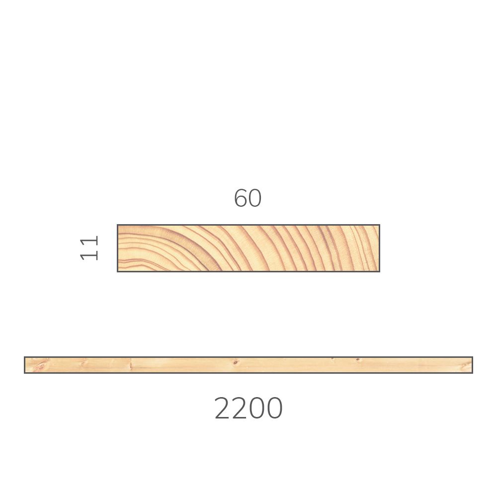 Рейка сращенная 11х60х2200 мм хвоя без сучков