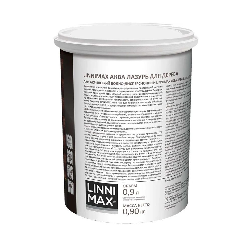 Антисептик лессирующий для дерева Linnimax Аква Лазурь палисандр 0,9 л