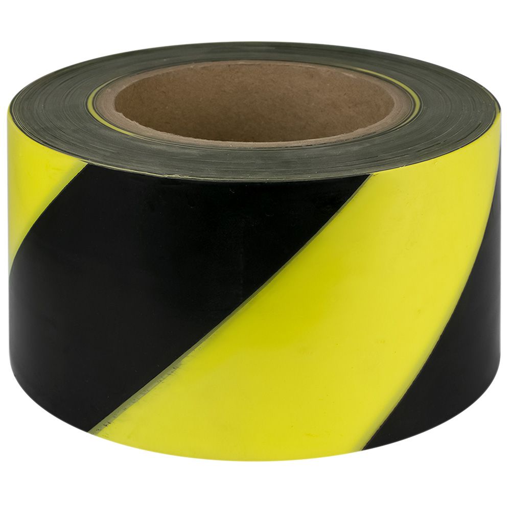 Лента клейкая сигнальная 75 мм х 200 м желто-черная SDM