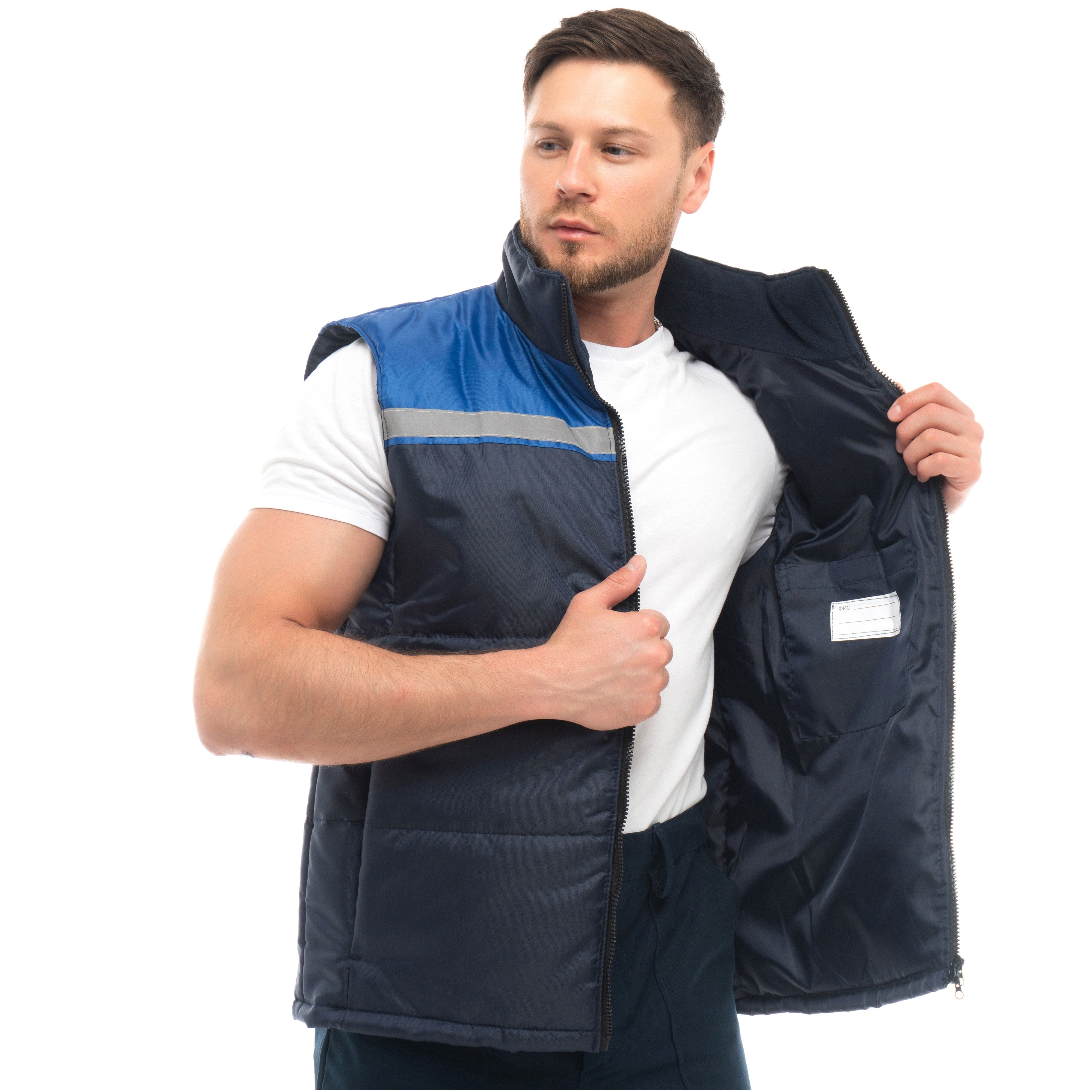 Жилет утепленный Мастер темно-синий с васильковым р.104-108/170-188