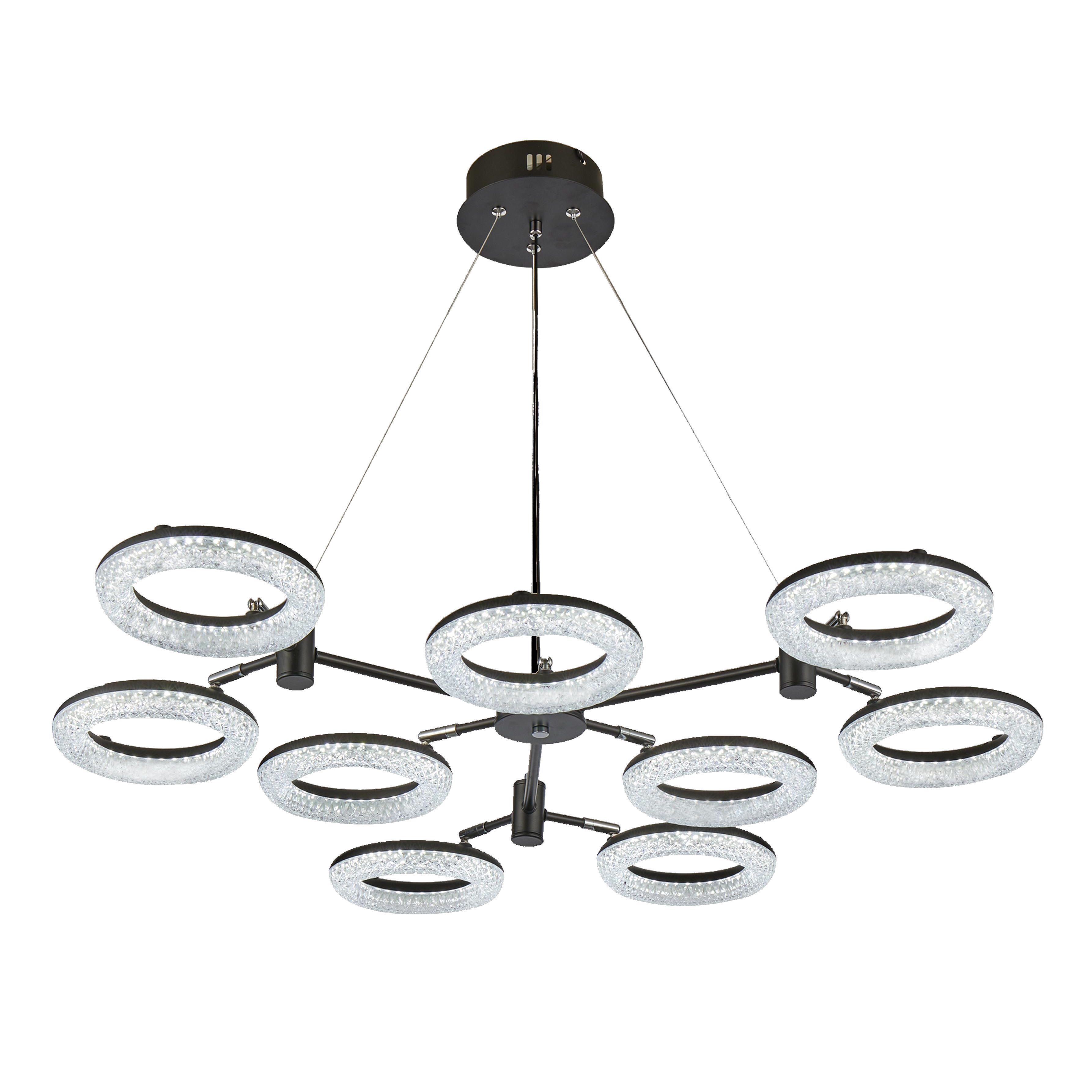 Люстра потолочная LED L6626-9 86Вт 3000K-6000K d86 см h25-100 см черный