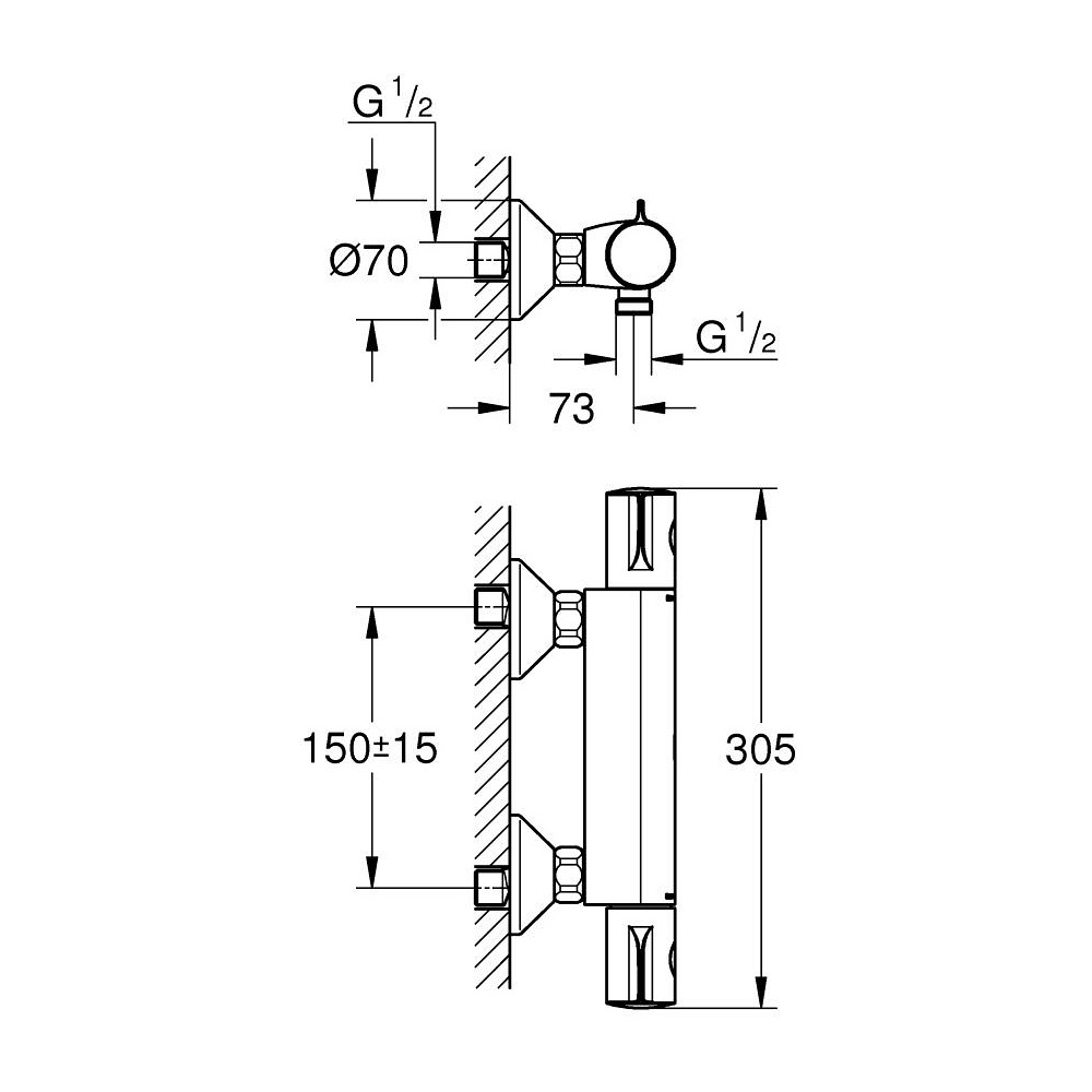 Смеситель для душа Grohe Grohtherm 800 34558000 с термостатом