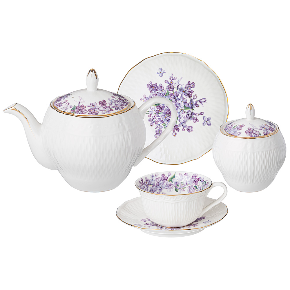 Сервиз чайный Lefard Lilac на 6 персон 14 предметов 800/300/250 мл фарфор