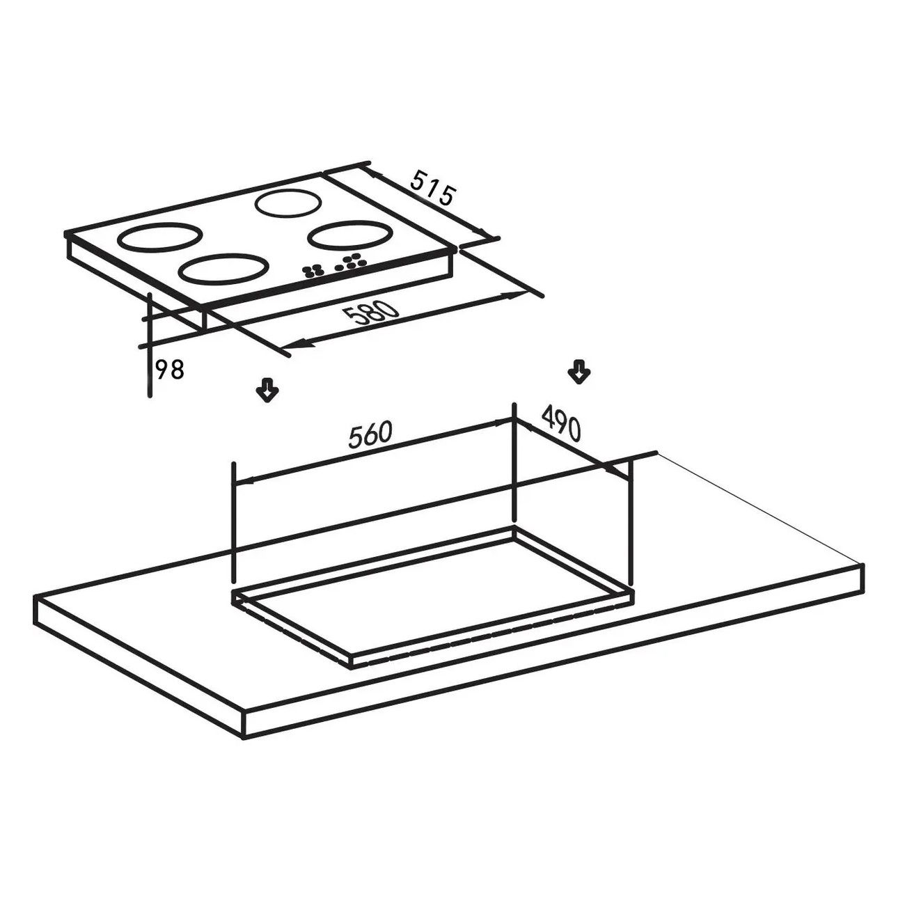 Панель варочная газовая making Oasis everywhere P-BDI 590х520 мм