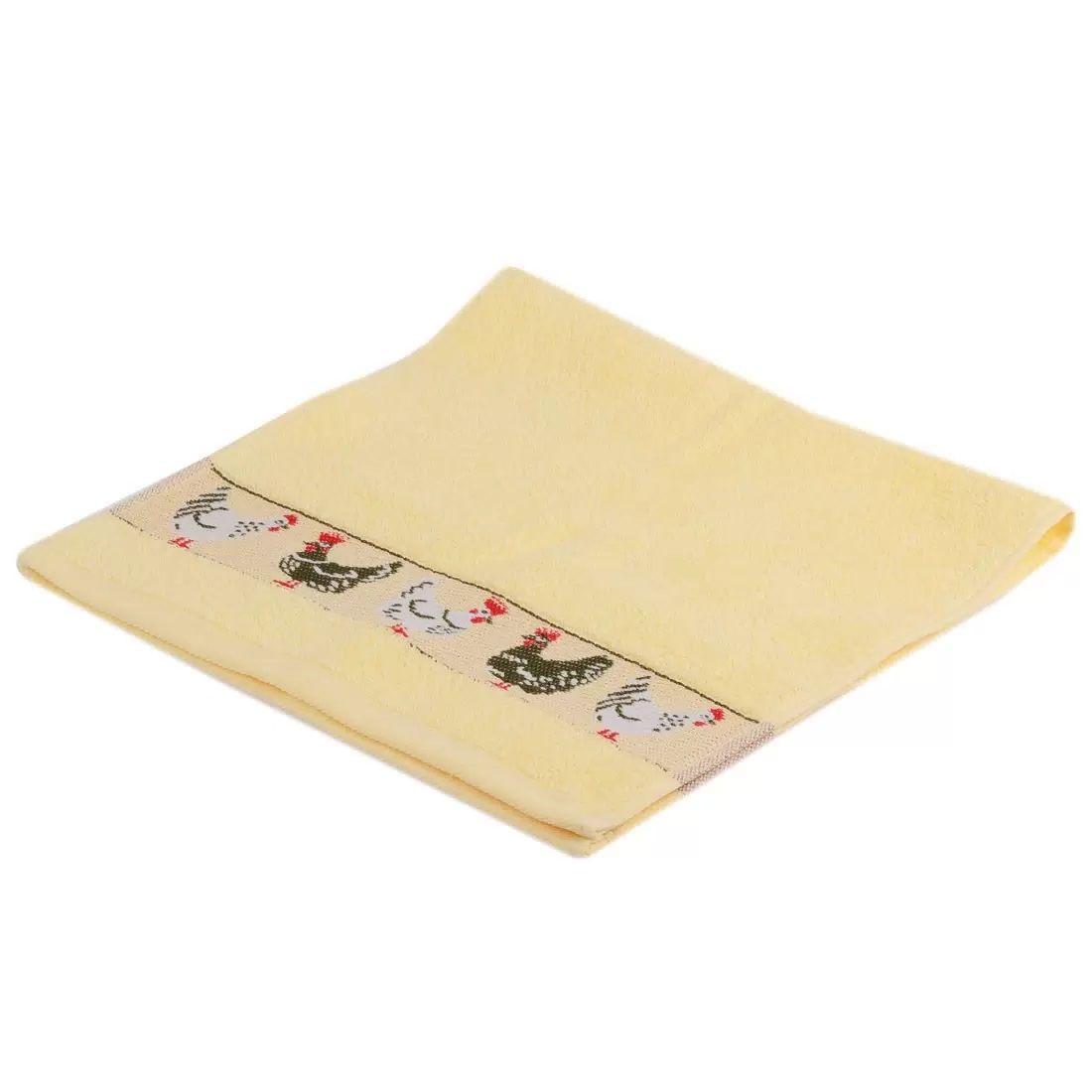 Полотенце кухонное махровое Курочки 024 30х60 см желтое