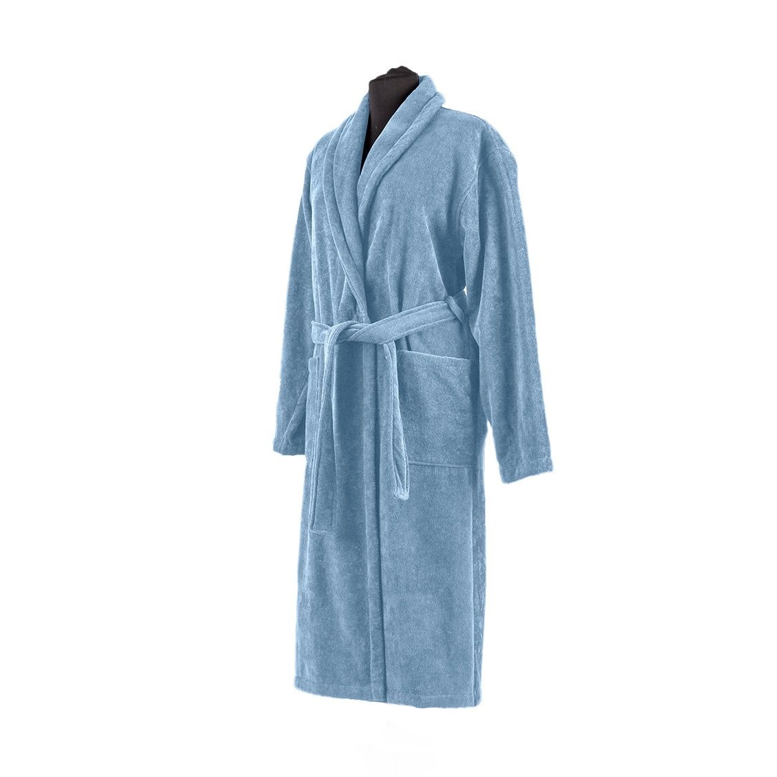 Халат унисекс шалька велюр размер 52-54 серо-голубой